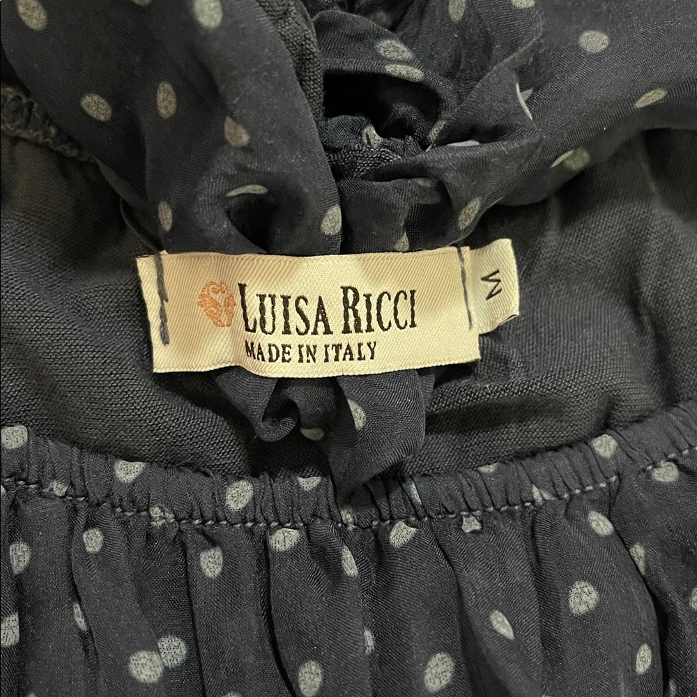 Chic Navy Sheer Blouse with Polka Dots - Picture 8 of 11